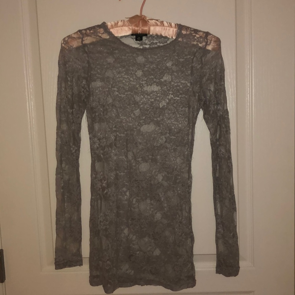 Silver Gray Lace Top